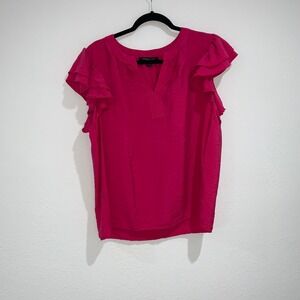 Marc New York bright pink ruffle sleeve blouse size XL‎